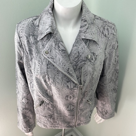 ADY P gray snake print moto jacket NEW size large - Picture 2 of 7